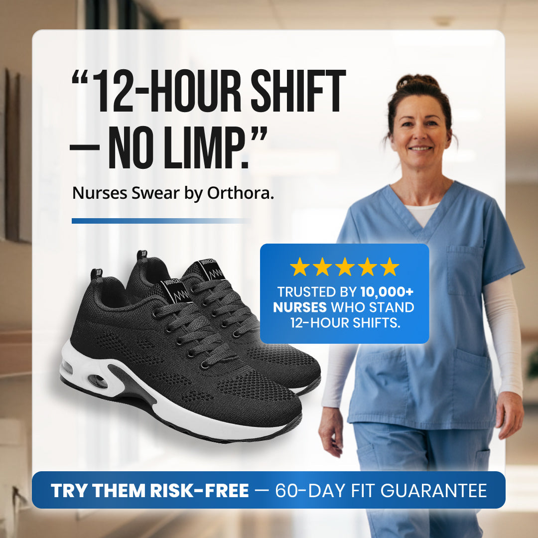 Orthora™ Pro – 12-Hour Shift Shoes for All-Day Foot, Knee & Back Pain Relief (BOGO)
