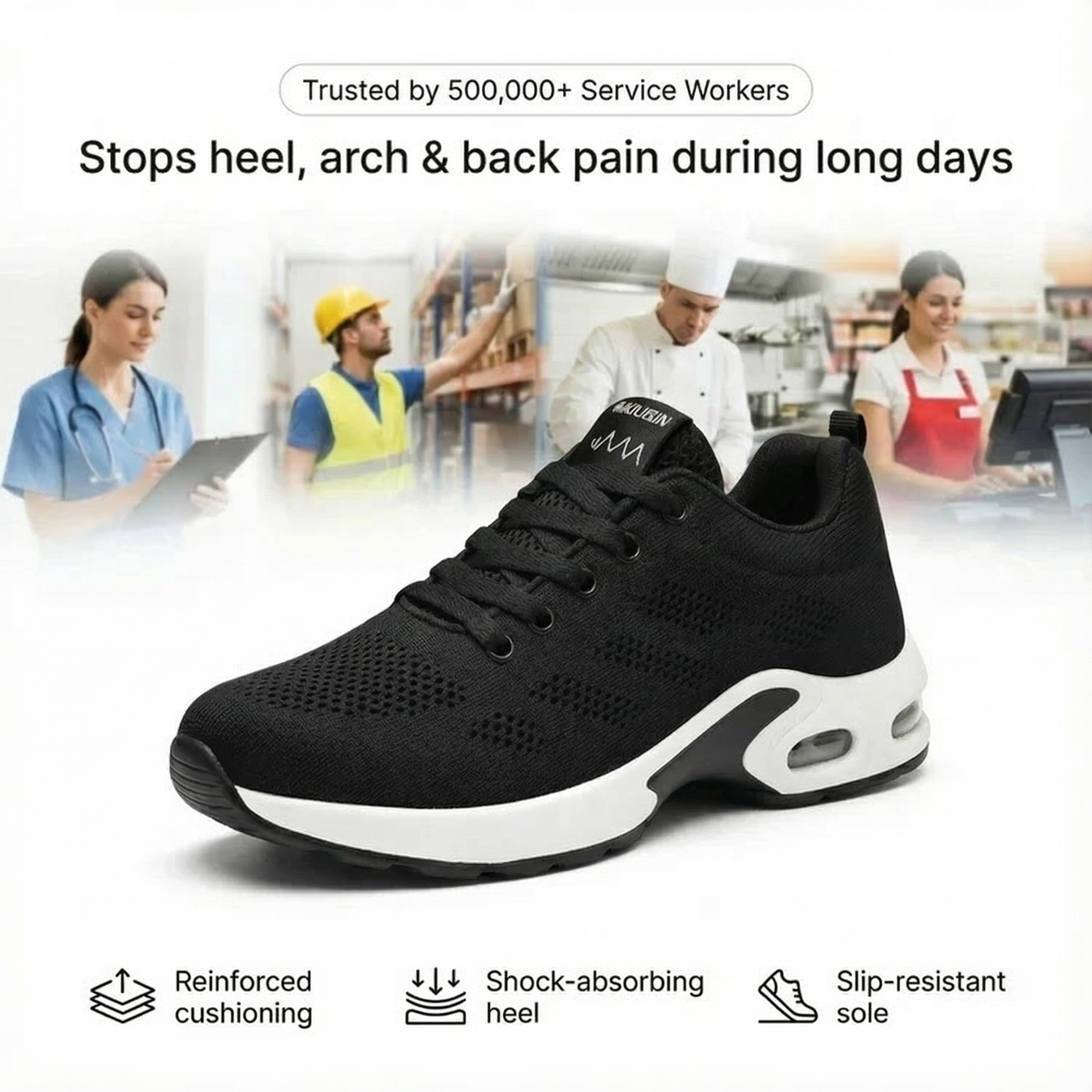 Orthora™ Pro – 12-Hour Shift Shoes for All-Day Foot, Knee & Back Pain Relief (BOGO)