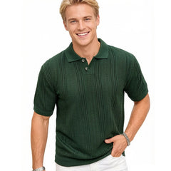 Riviera Textured Knit Polo in green