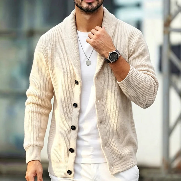 Ashford Shawl-Collar Cardigan in ivory